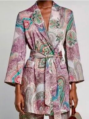 Zara Kimono Blazer/WrapDress Multi Colour  Size M